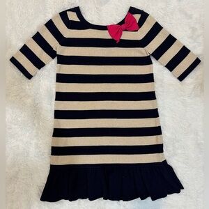 Lilly Pulitzer Striped Nautical Sweater Dress Girls Size Large 8 10 Gold Navy